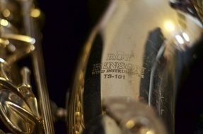 engraved on a gold saxophone