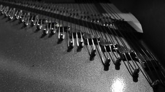 piano strings black and white