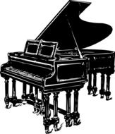 graphic image of a black piano