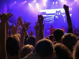 People look at the stage at the concert