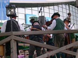traditional bavarian music band on a street scene