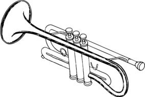 Black and white trumpet on a white background