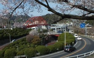 railway bridge located over the road for cars