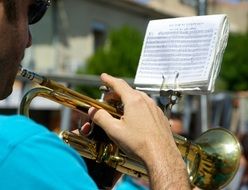 playing musician with trumpet