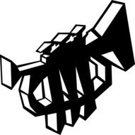 trumpet, stylized black icon