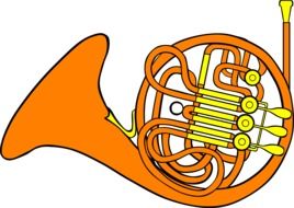Orange trombone on a white background