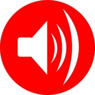 red sign with speaker