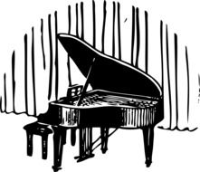 Black and white picture of the piano clipart