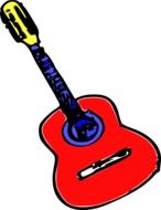 Drawing of colored acoustic guitar