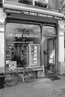road bike near a shop in holland