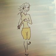 painted running girl in headphones