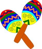 drawing of multicolored decorated maracas