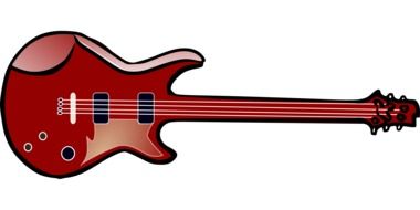 Red guitar on a white background