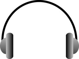 gray drawing of headphones on a white background