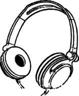 black and white drawing of headphones