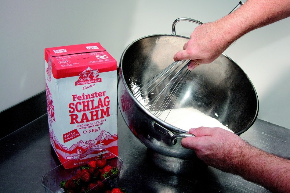 whipping cream in a bowl