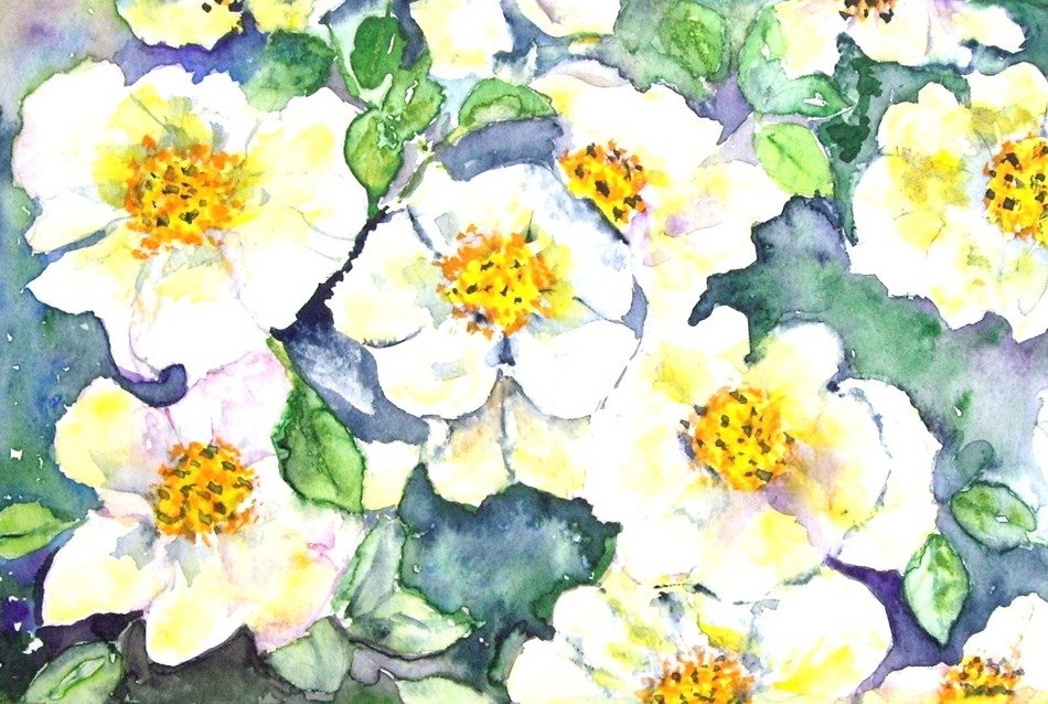 painting in the form of white flowers