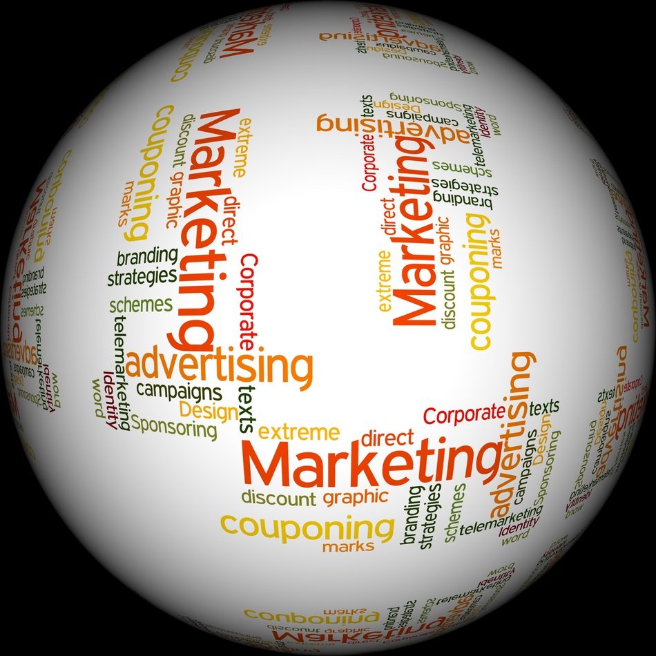 written marketing strategies on a white ball