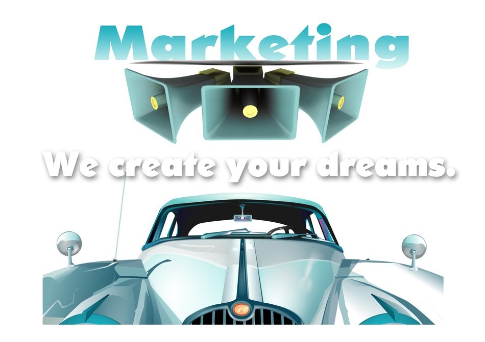 advertising with the image of the car and megaphone