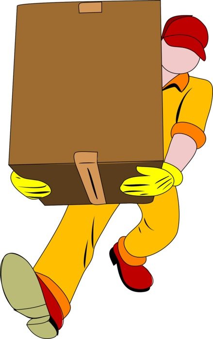 movers with a heavy box drawing