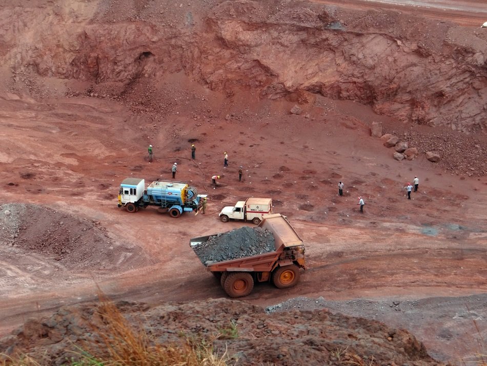 Top view of the quarry for the extraction of iron ore