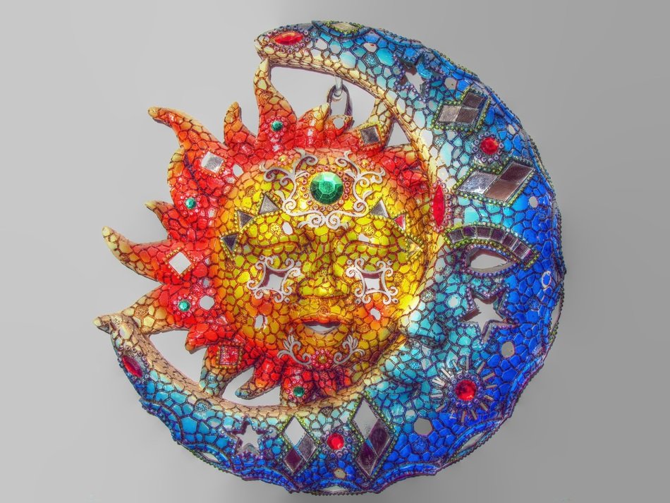 moon and sun as colorful decorations