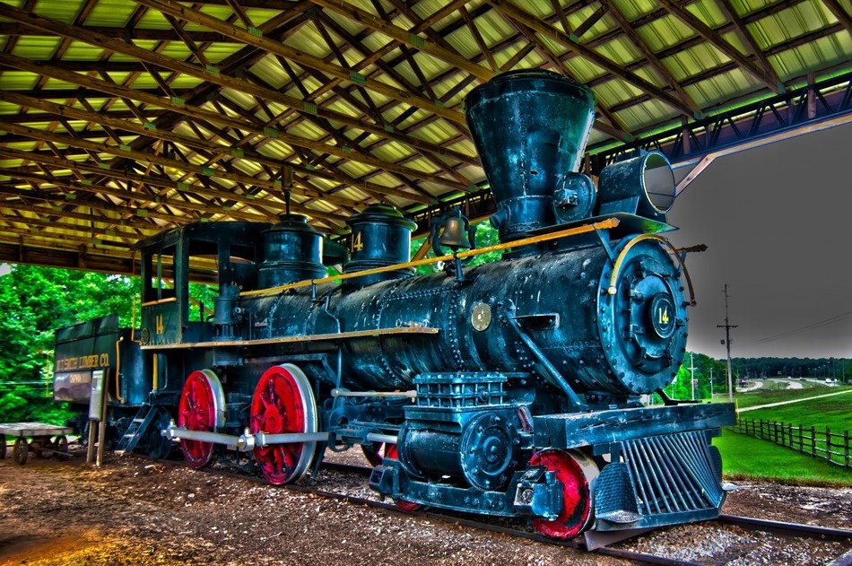 blue retro train in Alabama