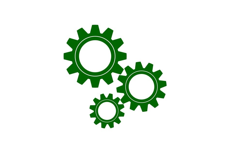 clipart of Three green gears