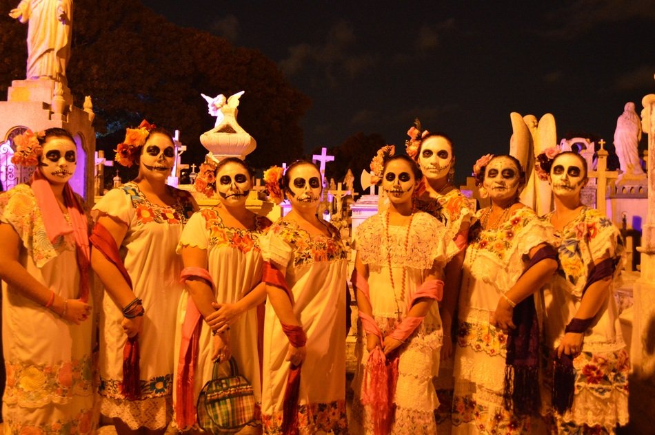 Women at the festival of death in Mexico