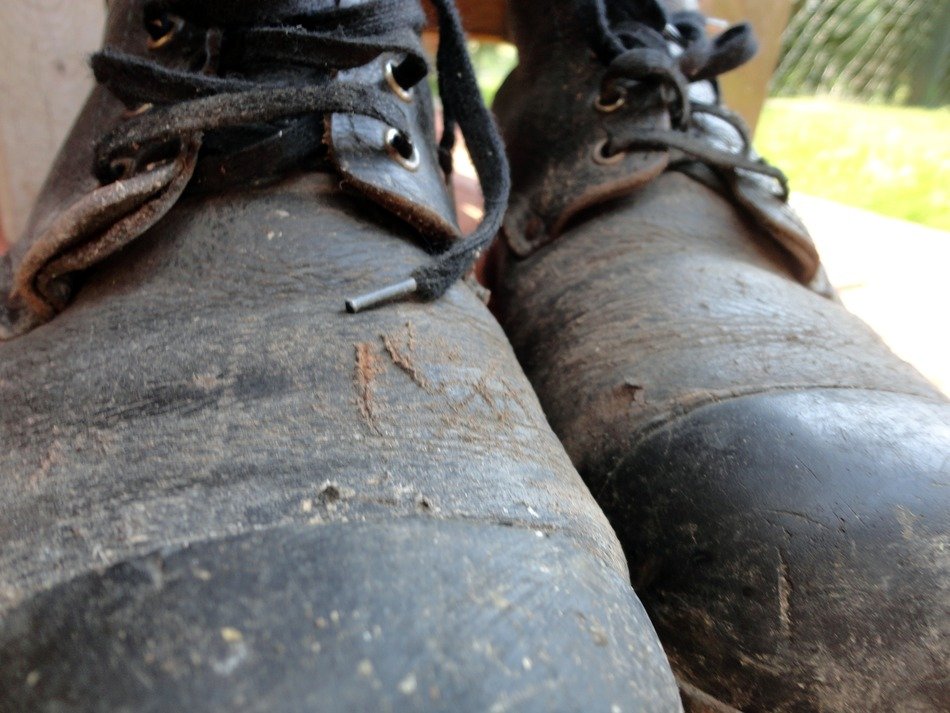 weathered worker shoes