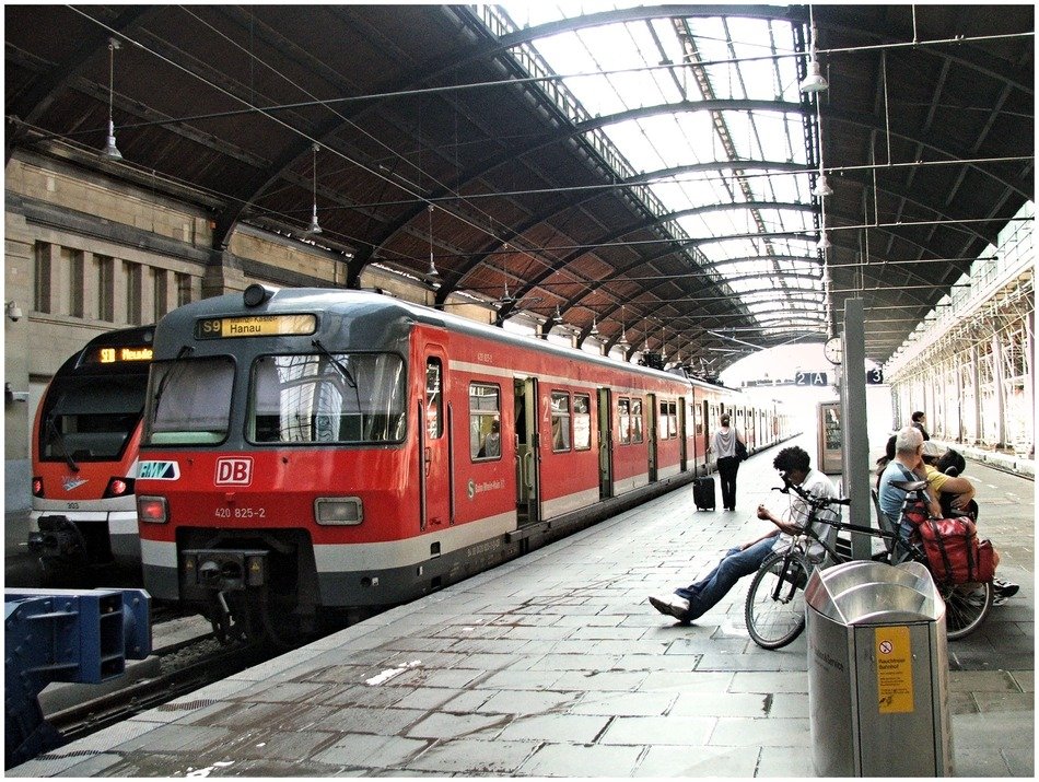 trains at a stop in Germany
