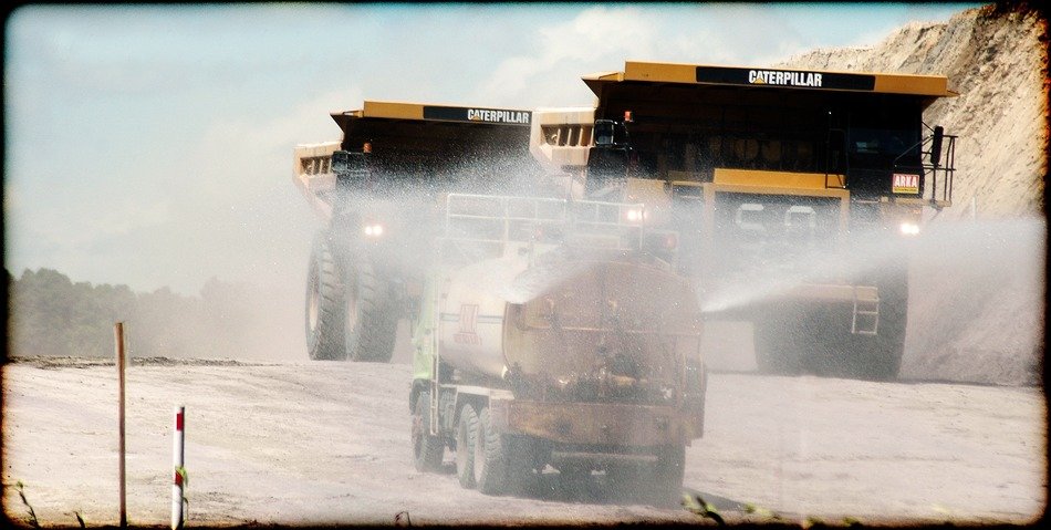 heavy trucks at the quarry