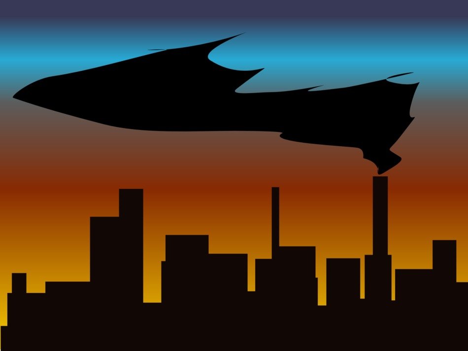 drawing of urban houses at sunset