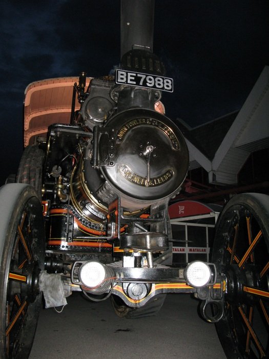 retro car on a steam engine