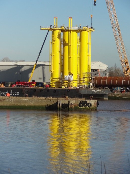 the construction of wind turbines on the river