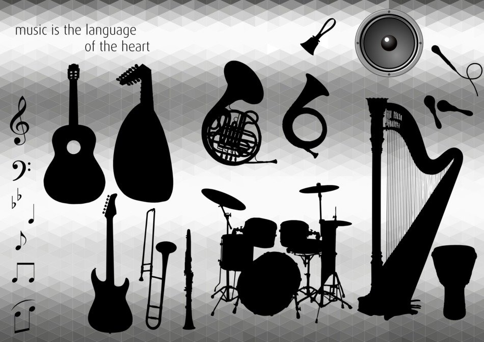 variety of musical instruments in the picture