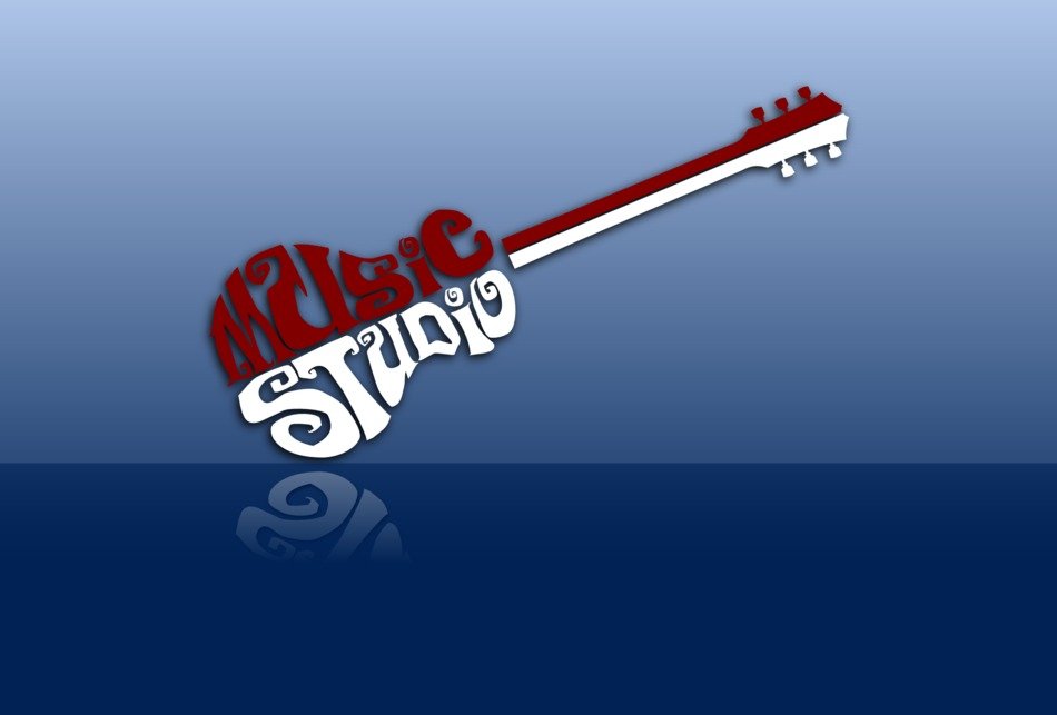 music studio, background with colorful guitar drawing