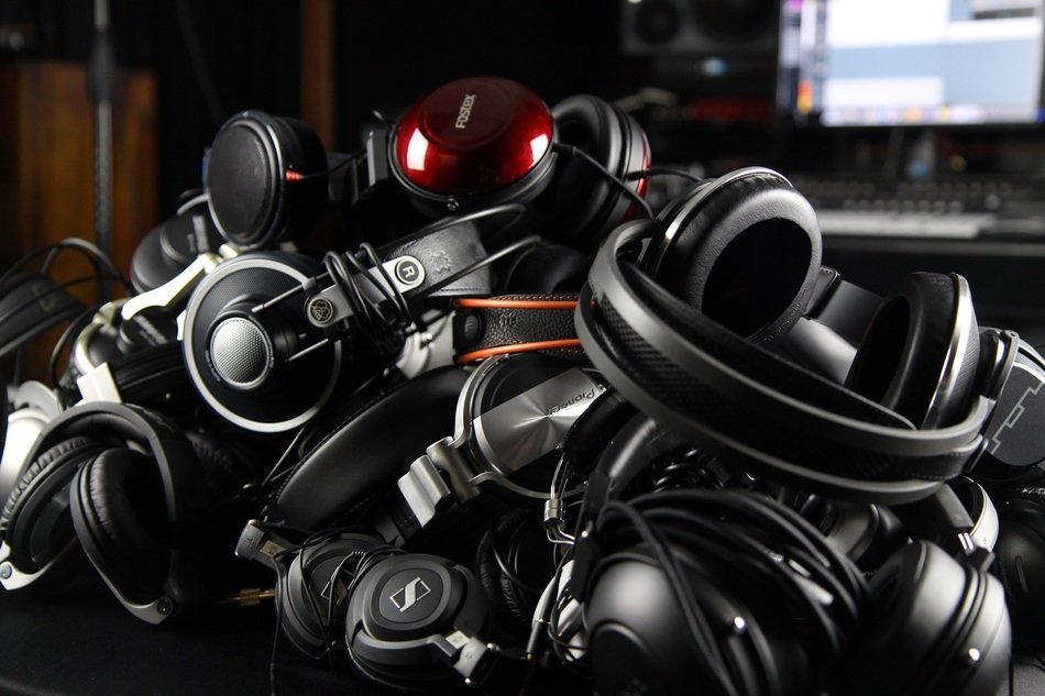 bunch of headphones