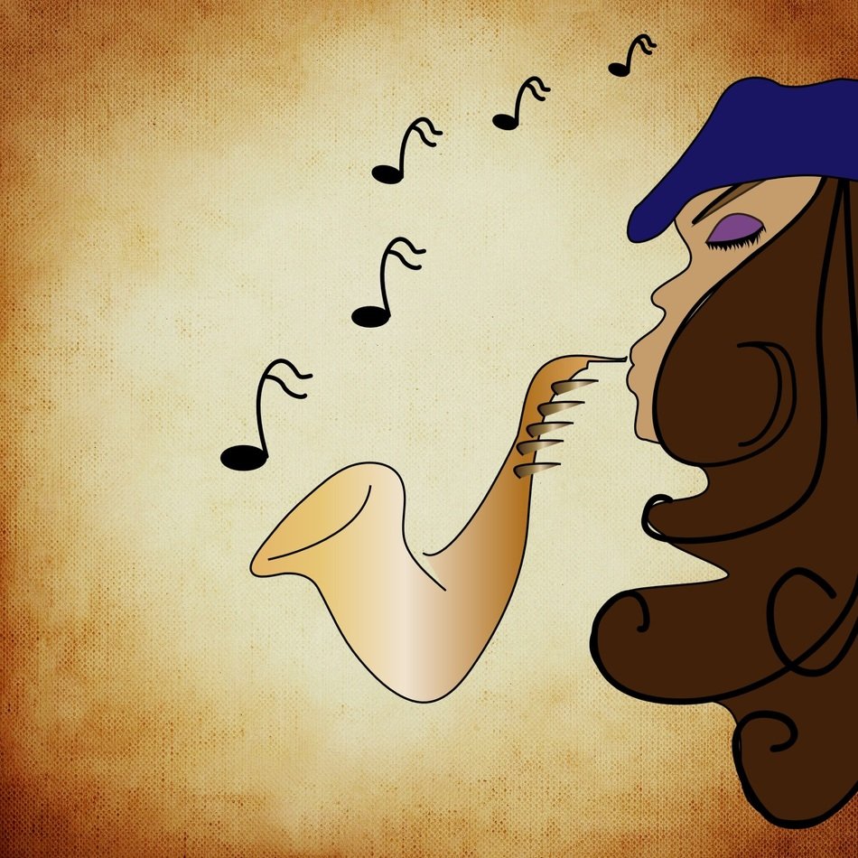 graphic image of the saxophonist