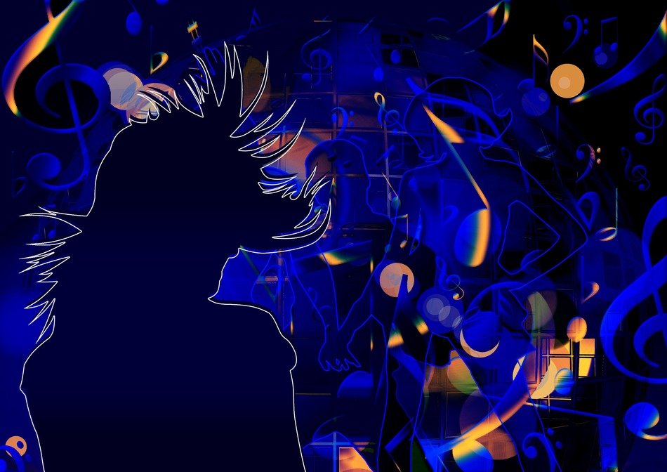 Silhouette of the girl at the disco ball