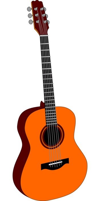 Picture of wooden guitar on white