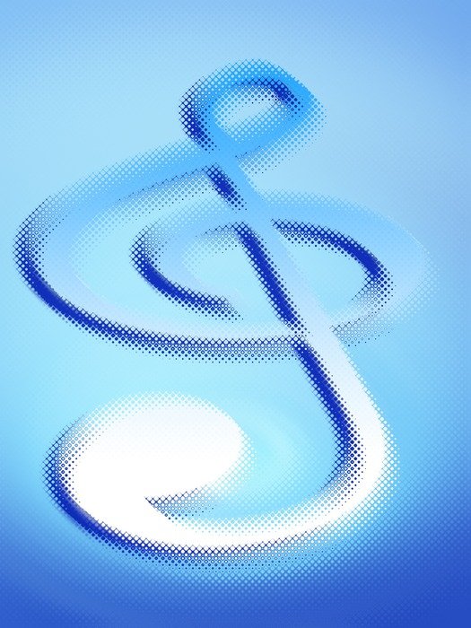 treble clef on blue background