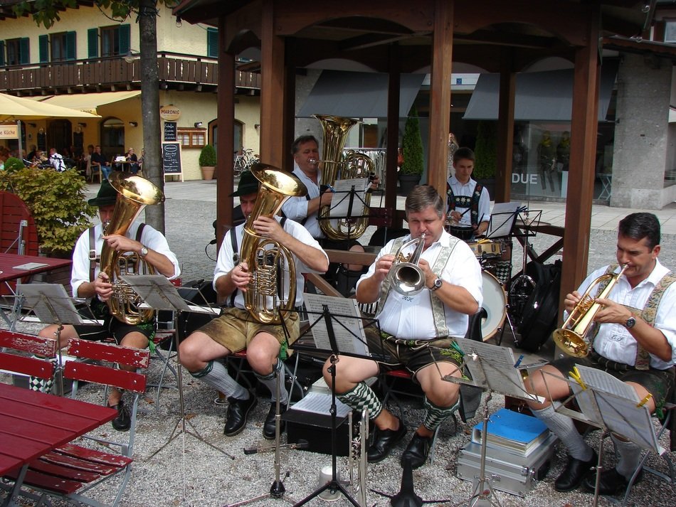 small brass band outside in bavaria