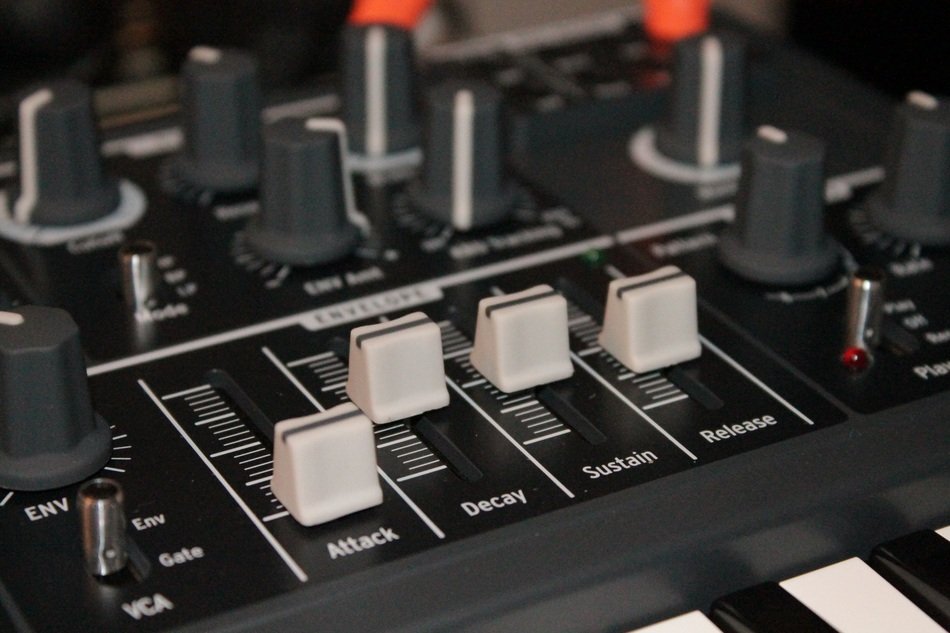 control buttons on the a synthesizer