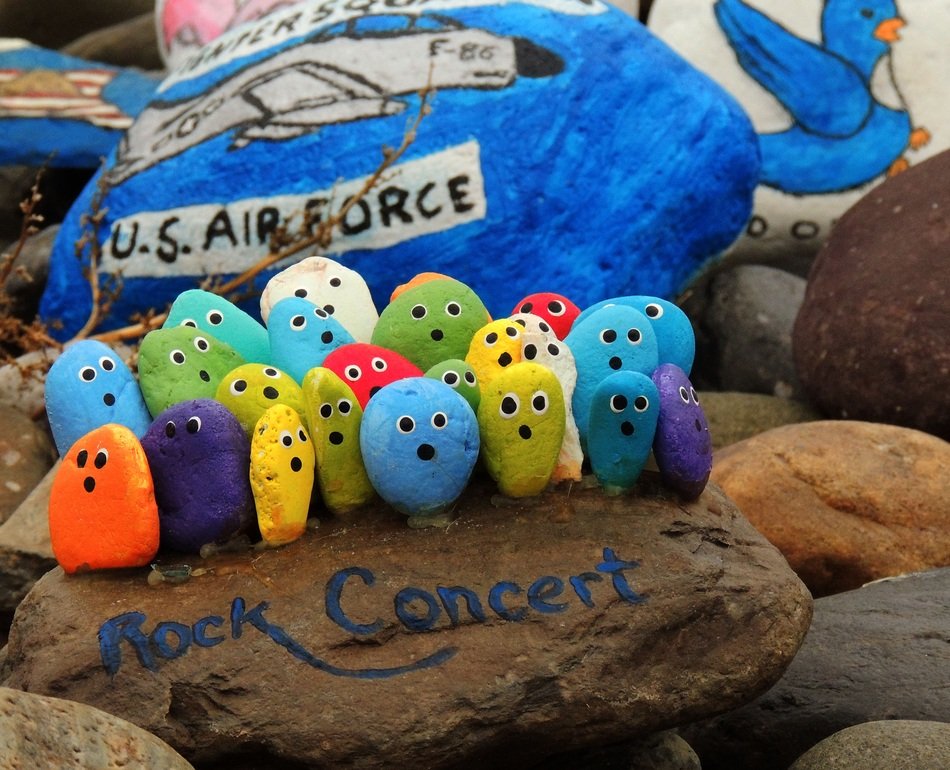 rock concert on painted stones
