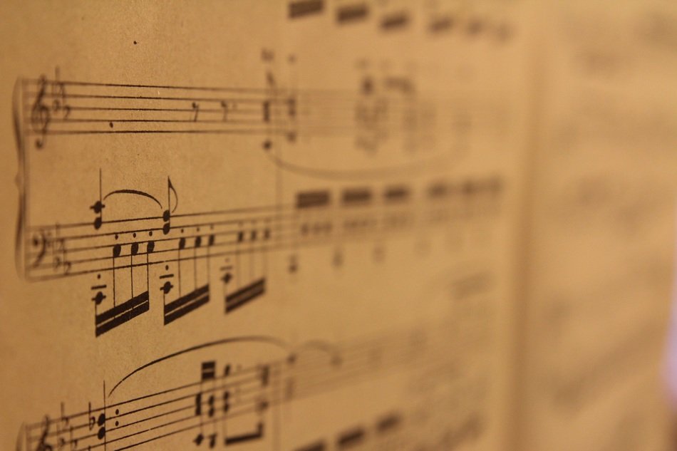 musical notes in blurred background