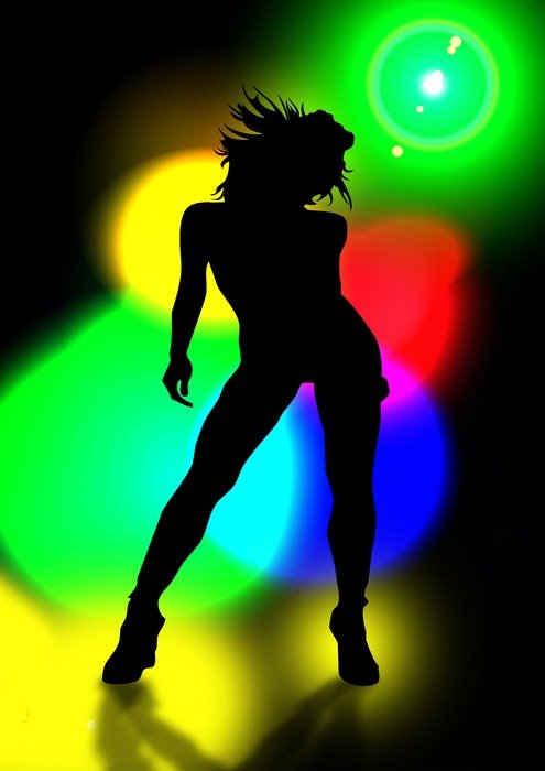 silhouette of a girl at the disco
