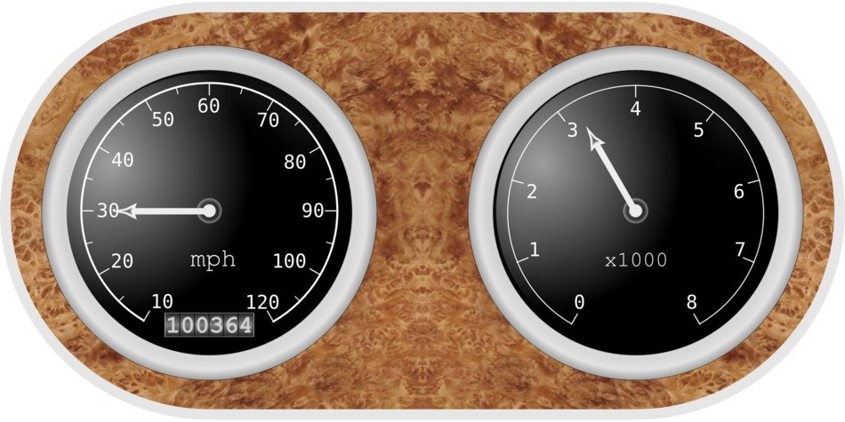 car speedometer on brown background