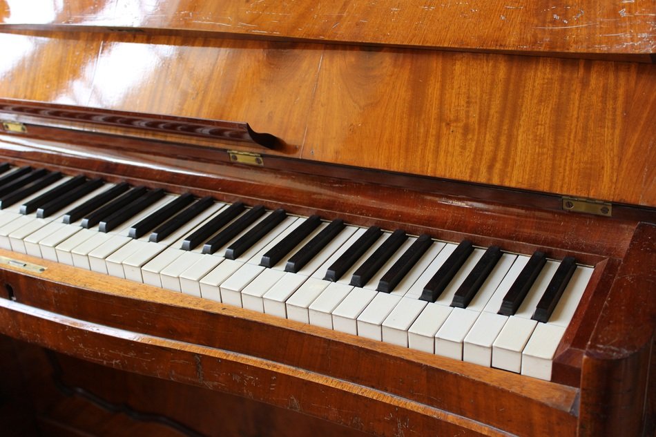 wooden piano closeup