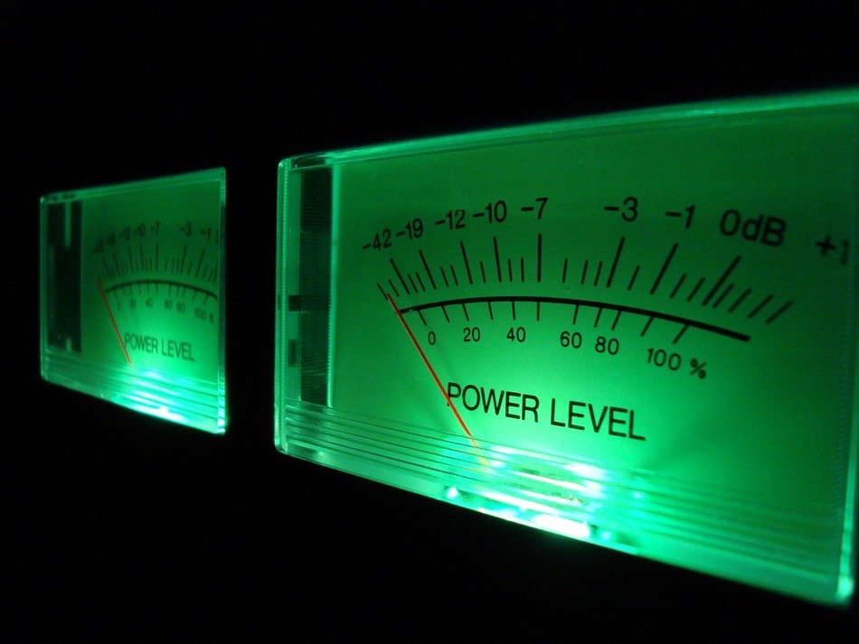 vu meter in the dark closeup
